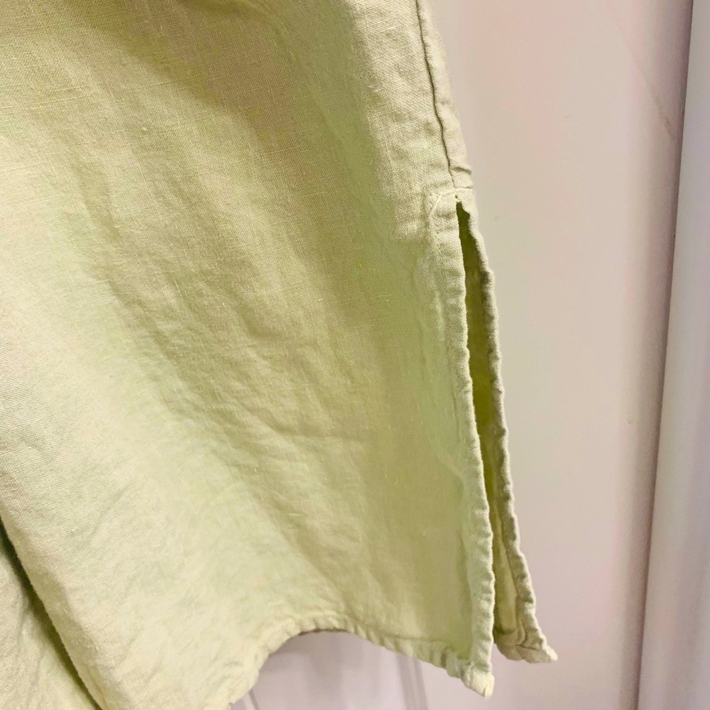 Green cropped wide leg linen jumpsuit - Picture 4 of 5